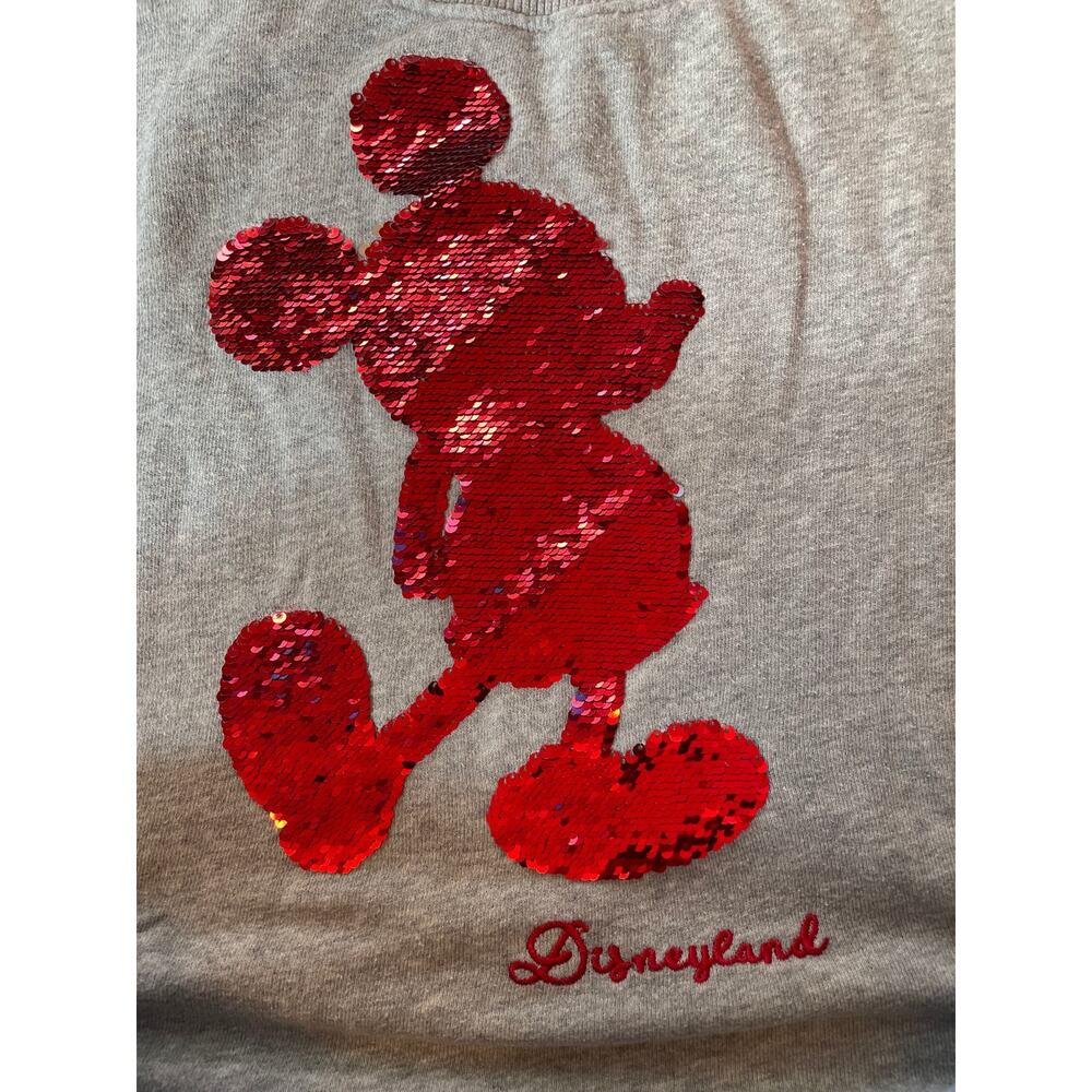 Disneyland Grey- Red /SilverTwo Sided Sequin Mickey Mouse Sweatshirt Sz S - Picture 4 of 5